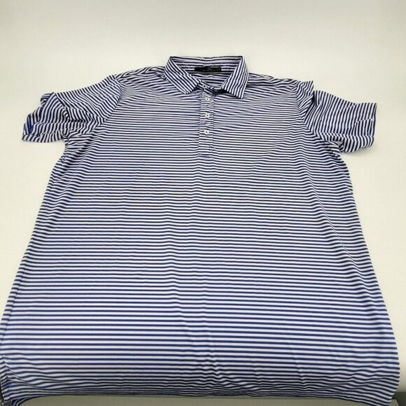 RLX Ralph Lauren Mens XL Blue White Micro Stripe Wicking Performance S/S‎ Polo - Picture 4 of 9